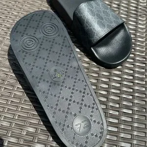 Gucci | Shoes | Copy Mens Gg Slide Sandal Black Canvas  display picture 1